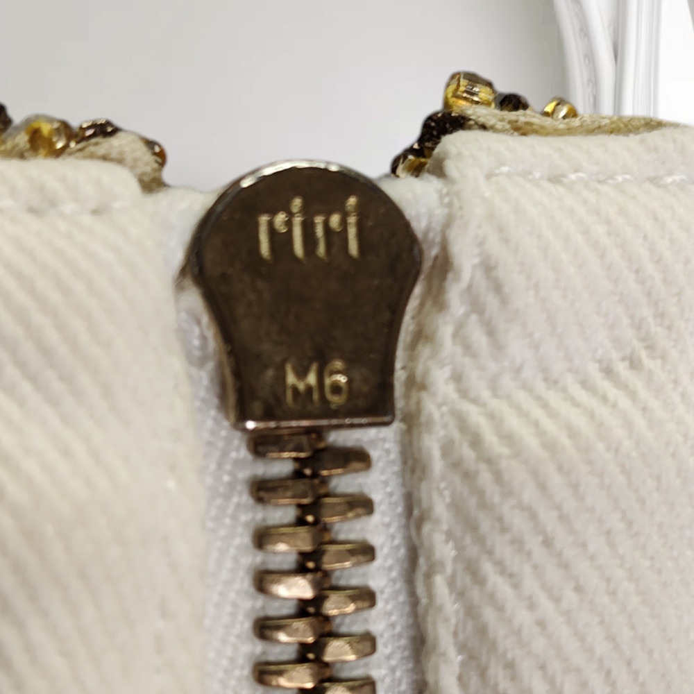 Celine 2004 Michael Kors Runway Crystal Beaded Zip White Denim Mini Skirt 40 - Picture 9 of 16